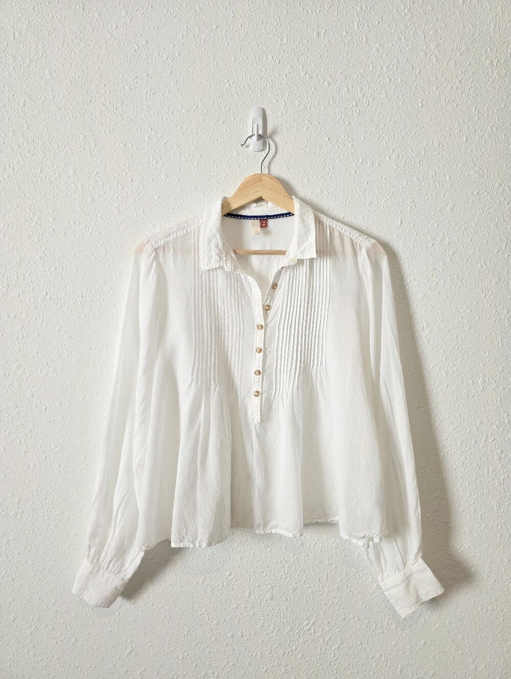 Anthropologie Pilcro White Puff Sleeve Relaxed Top XS